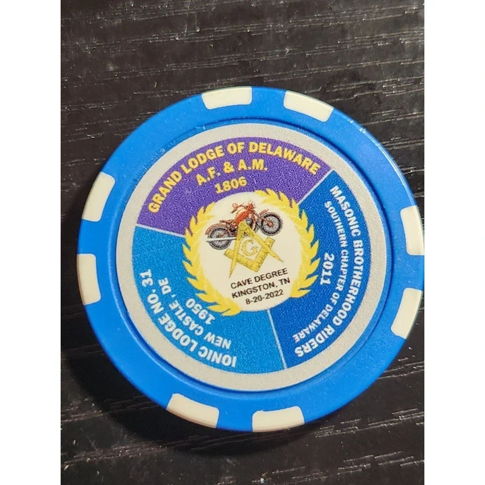 Grand Lodge Of Delaware AF & AM 1806 Poker Chip Masonic Brotherhod Chalenge Coin